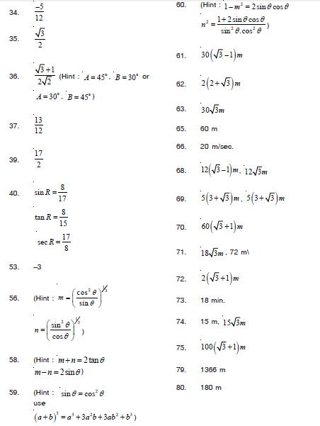 Cbse Class 10 Maths Hots Trigonometry